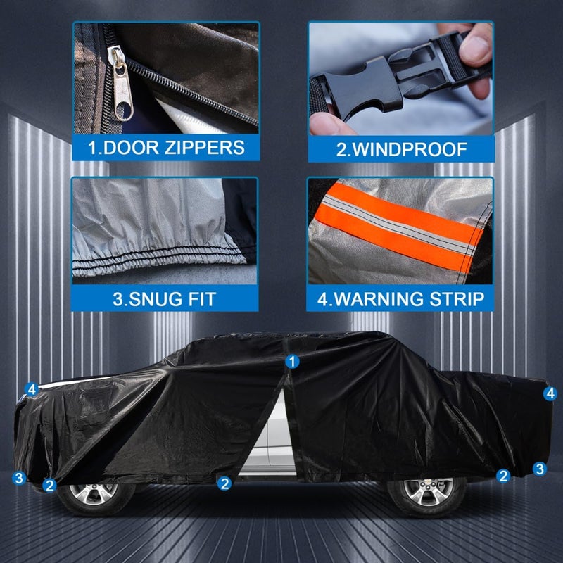 Cotryvox GMC Canyon Truck Cover Custom Fit 2004-2026 Extended/Crew Cab SB (5'-6.1') with Door Zipper, 12 Layers Full Exterior Pickup Truck Cover Waterproof All Weather, for Wind Dust Sun and UV Protection. - Image 3